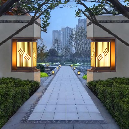 中式太陽(yáng)能柱頭燈 新古典中字庭院燈戶外防水花園別墅圍墻柱子燈