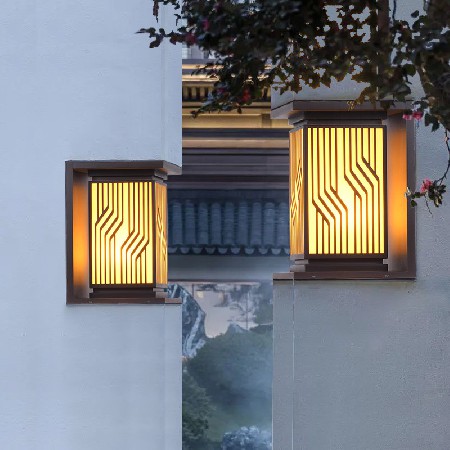 中式太陽(yáng)能柱頭燈 新古典中字庭院燈戶外防水花園別墅圍墻柱子燈